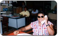 Photograph of a blind telephone operator